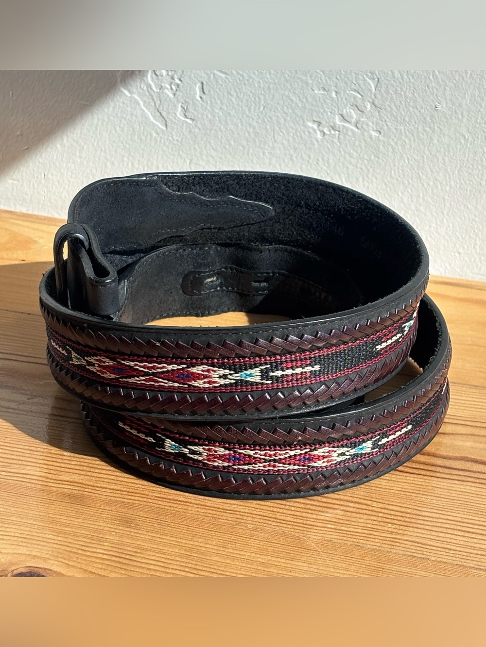 Tony Lama 5A103 Mens Leather Western Belt Laced Edge Horsehair Ribbon Black | 46